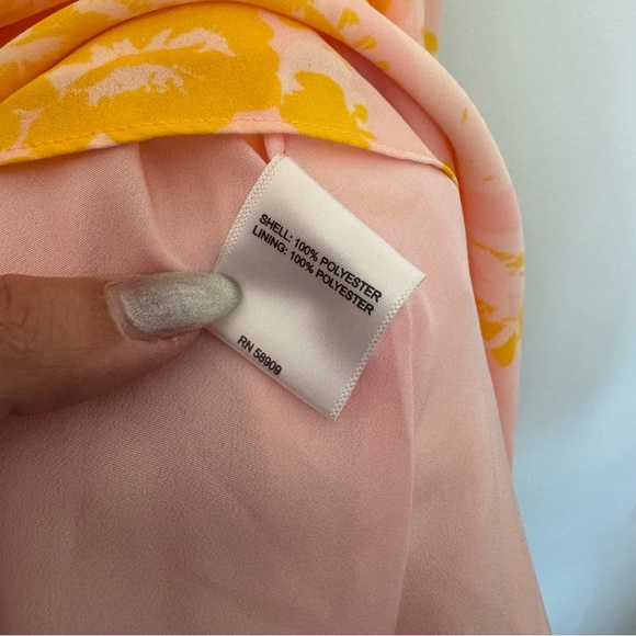 Gibson Latimer Floral Flowy A-Line Mini Dress Pink & Orange - Picture 4 of 5